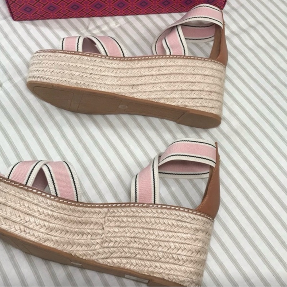 Tory Burch Pink Espadrille Wedge Sandals - Picture 5 of 7